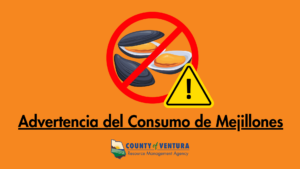 Señal de advertencia sobre mariscos con símbolo de no mariscos.