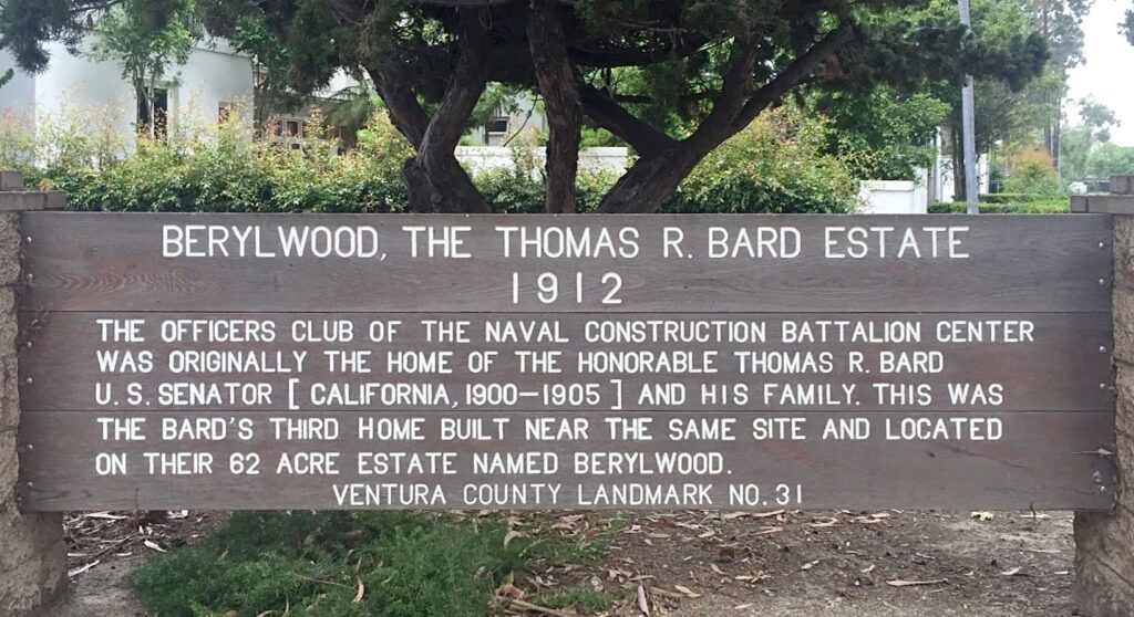 Signage for Berylwood, the Thomas R. Bard Estate, built in 1912, detailing its historical significance.